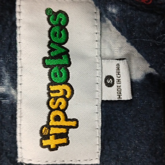 TIPSY ELVES Blue Reindeer Fleece Hooded One Piece Jumpsuit Pajamas Men's Small - Picture 6 of 9